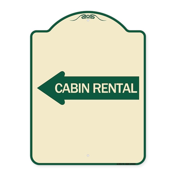 Signmission Cabin Rental With Left Arrow Heavy-Gauge Aluminum Architectural Sign, TG-1824-24404 A-DES-TG-1824-24404 - main